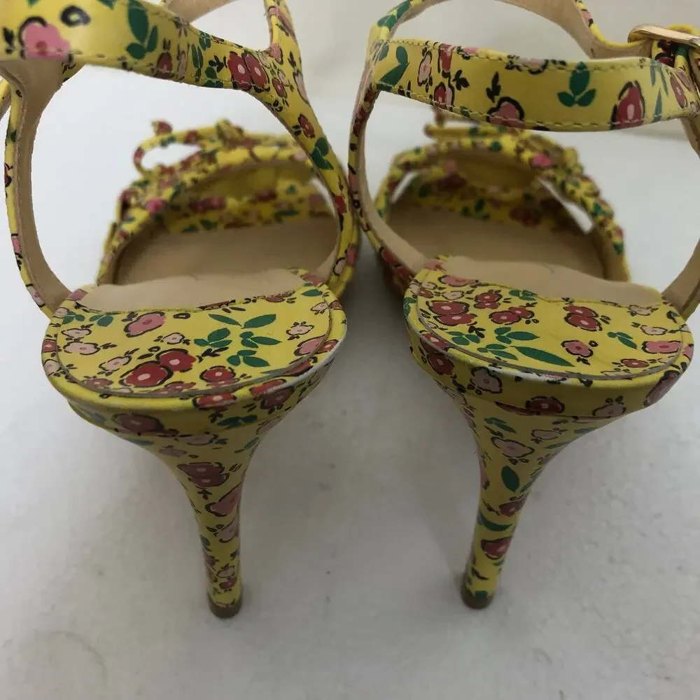 Isa Tapia Evie Sandal Yellow Floral Ruffle Strap Heeled